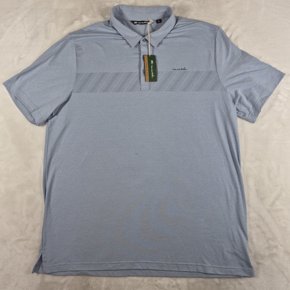Travis Mathew Jungle Pyramid Polo Shirt Men's XXL Blue Golf Performance Logo NWT